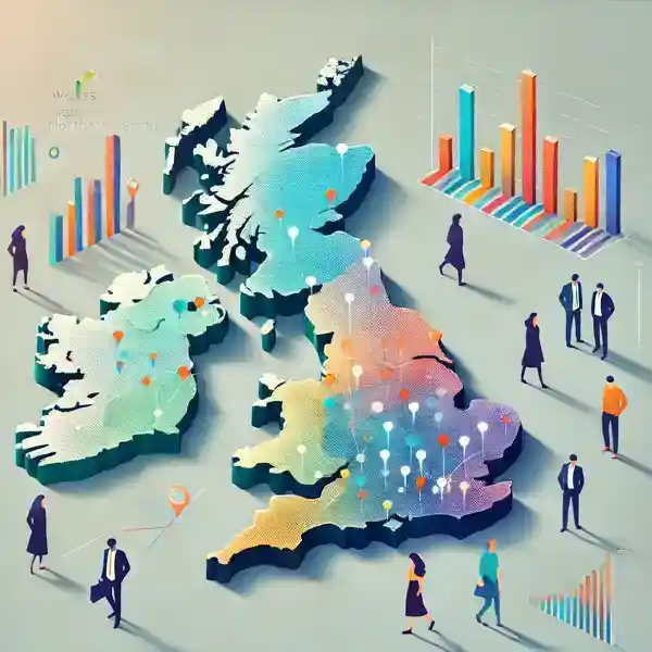 a map of the UK surrounded by charts