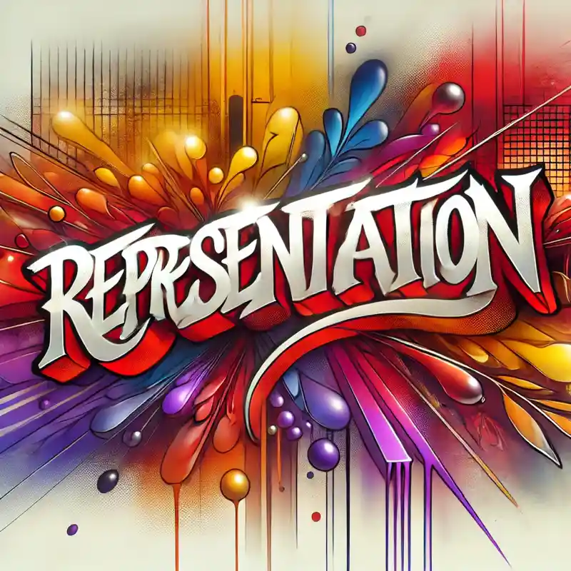 The word Representation in a graffiti style